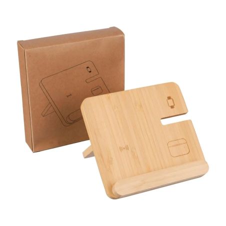 Cargador inalámbrico Tribu | Bambú reciclado | 3-en-1 Personalizado 101514192