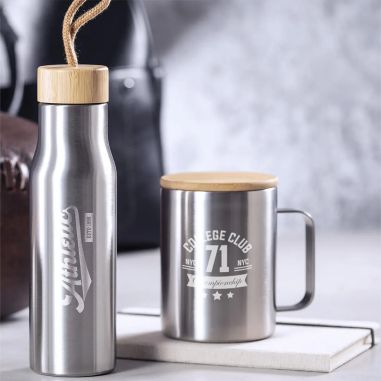 Taza Térmica de Acero Inoxidable y Bambú | Goodie