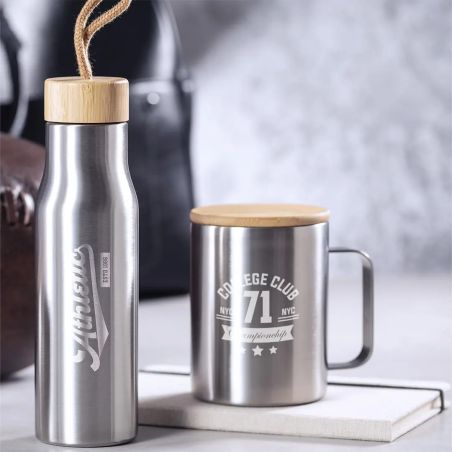 Taza Térmica de Acero Inoxidable y Bambú | Goodie