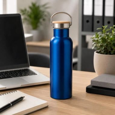 Botella Termo de Acero Inoxidable con Bambú Personalizada | Goodie