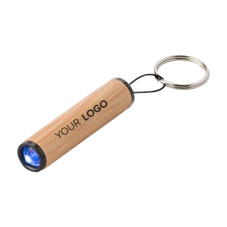 Mini Linterna de Bambú con Llavero Personalizada | Goodie