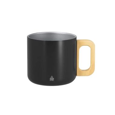 Taza de Acero Inoxidable Reciclado de 400 ml con Asa de Madera | Goodie