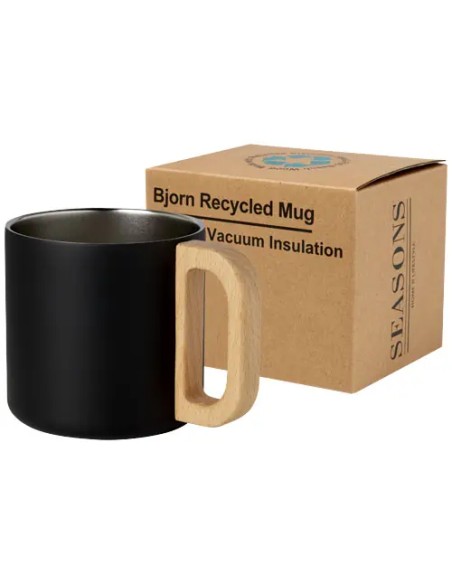 Taza Bjorn 360 ml acero reciclado RCS asa de haya | Goodie