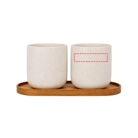 Juego de Originalhome compuesto por una bandeja ovalada de madera y una taza de cerámica de 150 ml Personalizada 6126437
