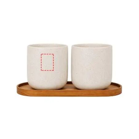 Juego de Originalhome compuesto por una bandeja ovalada de madera y una taza de cerámica de 150 ml Personalizada 6126437