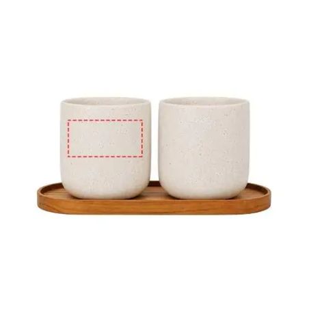 Juego de Originalhome compuesto por una bandeja ovalada de madera y una taza de cerámica de 150 ml Personalizada 6126437