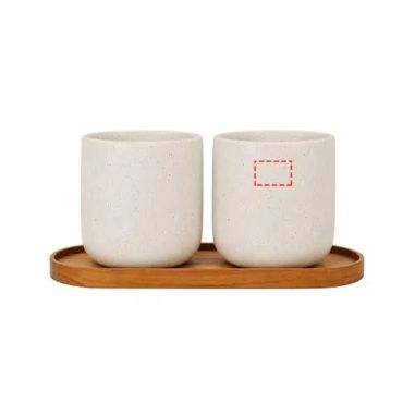 Juego de Originalhome compuesto por una bandeja ovalada de madera y una taza de cerámica de 150 ml Personalizada 6126437