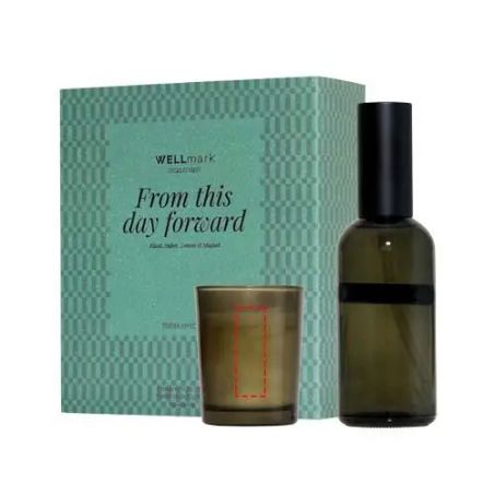 Set de regalo de Wellmark con un ambientador de 100 ml y una vela Tender Affection de 70 ml Personalizada 6126438