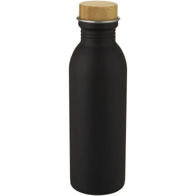 Botella acero 650 ml tapa bambú sostenible con logo | Goodie