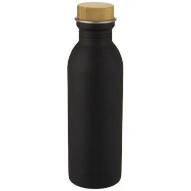 Botella acero 650 ml tapa bambú sostenible con logo | Goodie