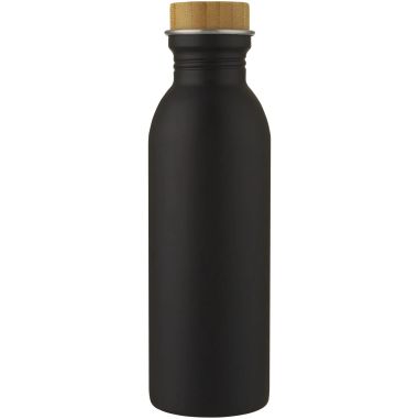 Botella acero 650 ml tapa bambú sostenible con logo | Goodie