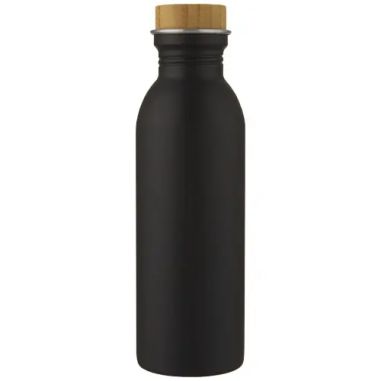 Botella acero 650 ml tapa bambú sostenible con logo | Goodie