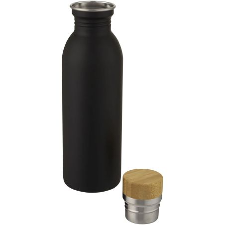 Botella acero 650 ml tapa bambú sostenible con logo | Goodie