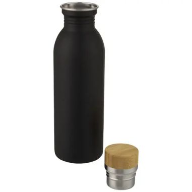 Botella acero 650 ml tapa bambú sostenible con logo | Goodie