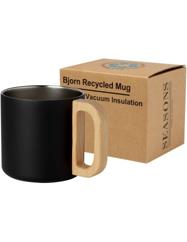 Taza Bjorn 360 ml acero reciclado RCS asa de haya | Goodie