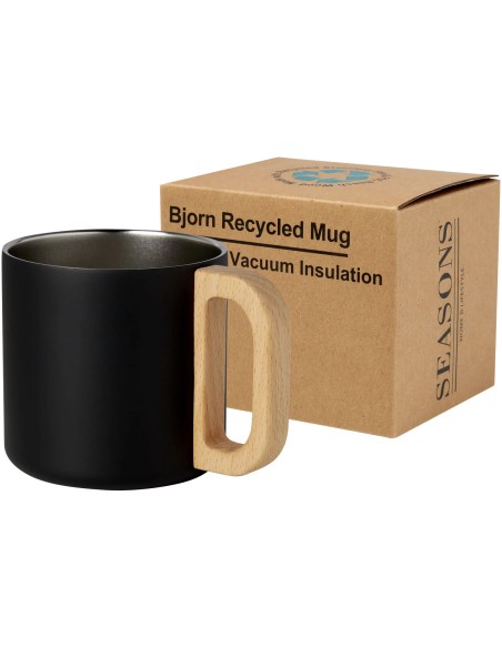 Taza Bjorn 360 ml acero reciclado RCS asa de haya | Goodie