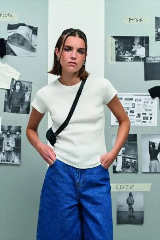 SARA WOMEN'S RIBBED T-SHIRT Personalizada 7S04814