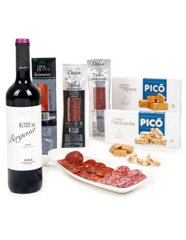 Caja Lote Gourmet para Regalar en Navidad con Ibéricos, Rioja y Turrones