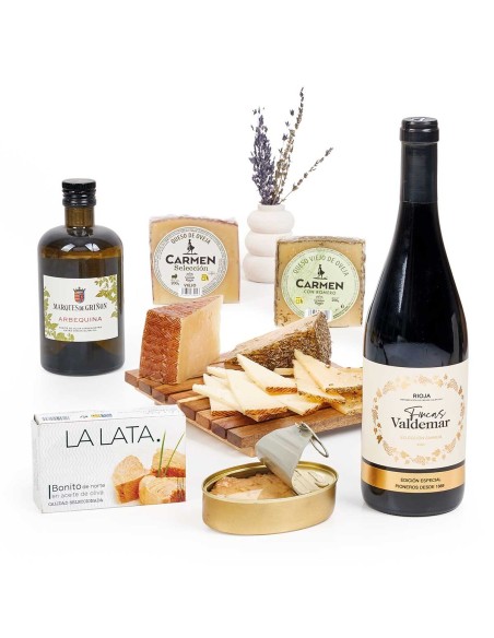 Lote de Navidad Gourmet con Quesos Artesanales, AOE y Rioja