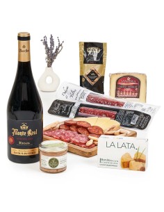 Cesta de Navidad Pack Gourmet con Ibéricos, Queso y Vino Reserva