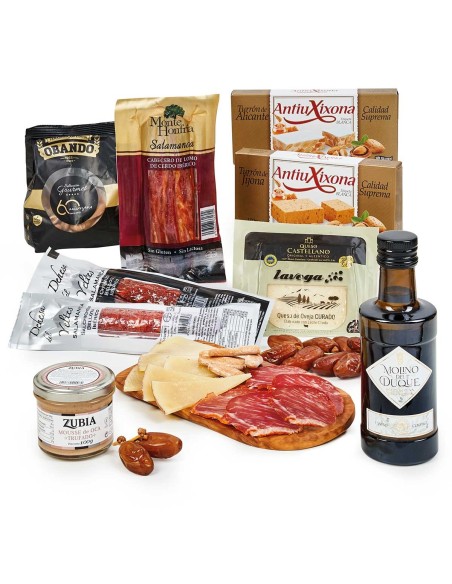 Comprar Cesta de Navidad Gourmet sin Alcohol con Ibéricos y Turrones