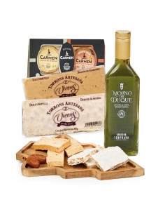Lote Cesta de Navidad Gourmet con Quesos, Turrones y AOVE sin Alcohol