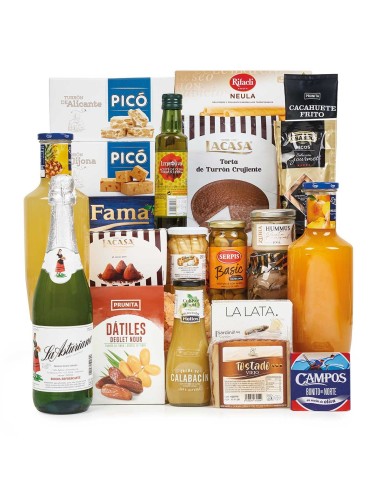 Cesta de Navidad Sin Alcohol ni Cerdo con Queso y Dulces