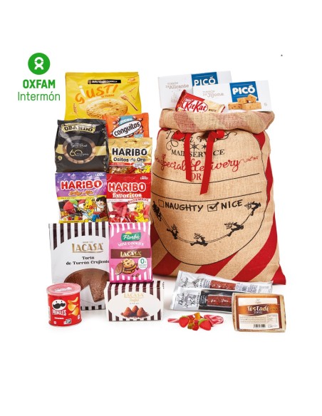 Cesta de Navidad Solidaria Familiar Comercio Justo con Dulces