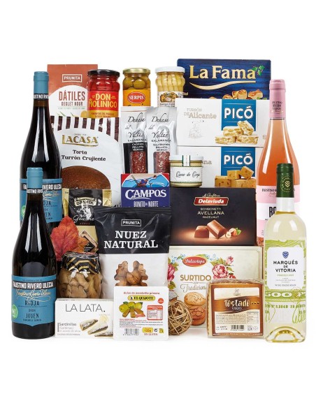 Lote 11 Navidad Cesta Ibérica con Conservas y Bombones