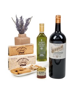 Cesta Gourmet con Vino Magnum Magnum Ribera y Turrones -