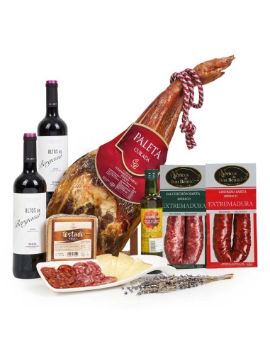 Comprar Lote de Navidad con Caja Jamonera con Paleta y Vino 2026