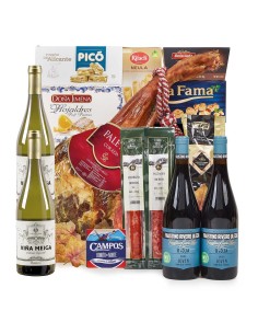 Lote 18 Cesta con Paletilla Curada, Vinos y Dulces de Navidad