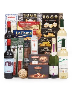 Lote de Navidad 14 Cesta con Ibéricos, Cava y Turrones Premium