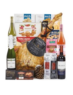 Lote de Navidad con Jamón Romeros de Jabugo en Caja Vino Gallego
