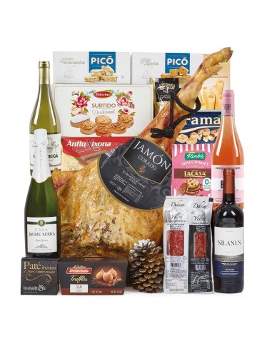 Lote de Navidad con Jamón Romeros de Jabugo en Caja Vino Gallego