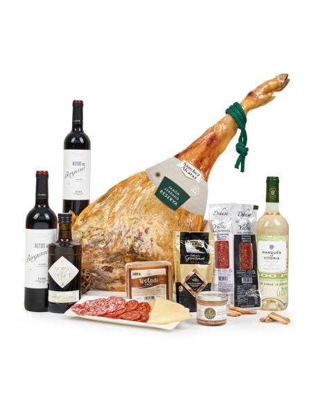 Pack Caja Jamonera de Navidad 28 con Jamón de 12 Meses y Vino