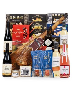 Lote de Navidad 24 con Jamón Ibérico Aljomar y Vinos Reserva