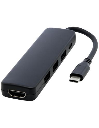 USB 2.0-3.0 con adaptador multimedia de plástico reciclado con puerto HDMI y certificación RCS  "Loop"
