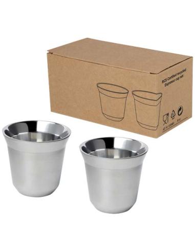 Juego de tazas para espresso de acero inoxidable de 80 ml con certificado RCS "Duo"