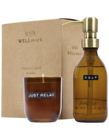 Dispensador de jabón de manos de 200 ml y juego de velas perfumadas de 150 g con fragancia de bambú "Wellmark Discovery"