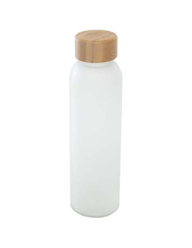 Botella de 500 ml de vidrio sodocálcico mate con tapa de bambú "Lume"