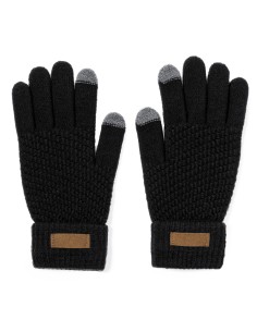Par de guantes táctiles de poliéster RPET personalizados en negro, extendidos