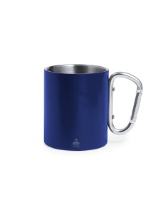 Taza térmica de acero inoxidable reciclado personalizada en color azul
