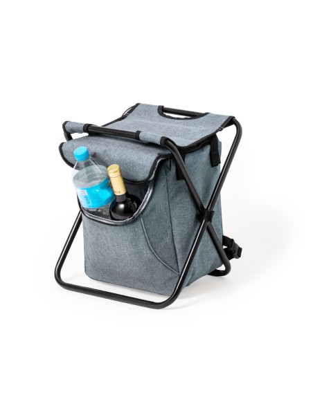 Silla plegable con nevera integrada personalizada con una botella en el bolsillo lateral