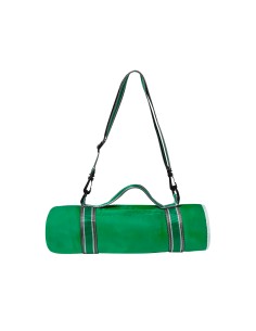 Manta de picnic premium personalizada en verde, enrollada con correa