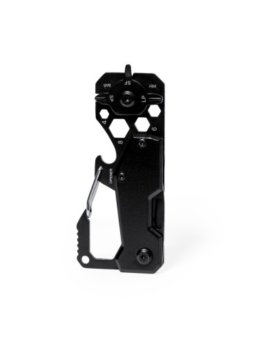 Multiherramienta de aluminio con 13 funciones personalizada, vista frontal