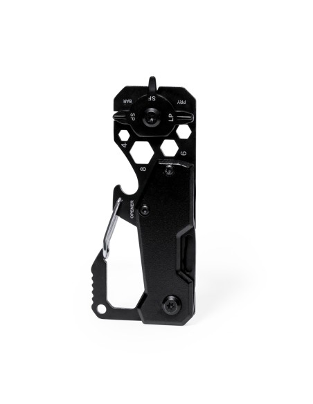 Multiherramienta de aluminio con 13 funciones personalizada, vista frontal