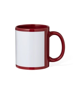 Taza de cerámica de 350 ml para sublimación personalizada en color burdeos, otro ángulo