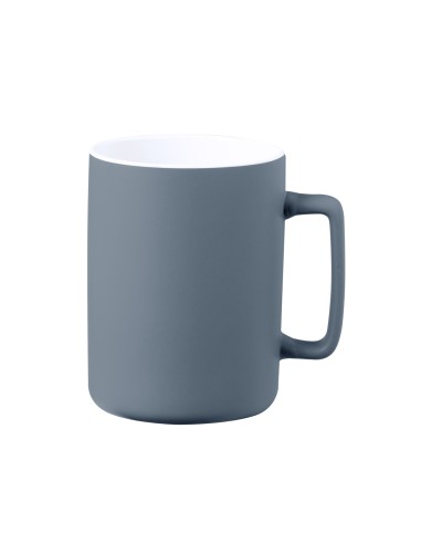 Taza de cerámica de 420 ml con asa cuadrada personalizada en color gris