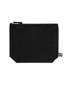 Neceser Fairtrade de algodón negro personalizado, vista frontal